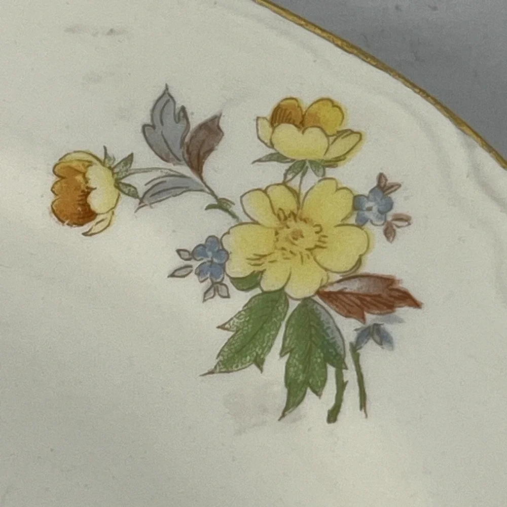 Vintage Homer Laughlin Eggshell Floral Serving Bowl Platter Set Gold Trim USA